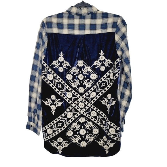 Paparazzi Heavy Embordered Back Plaid Button Up - Picture 3 of 6